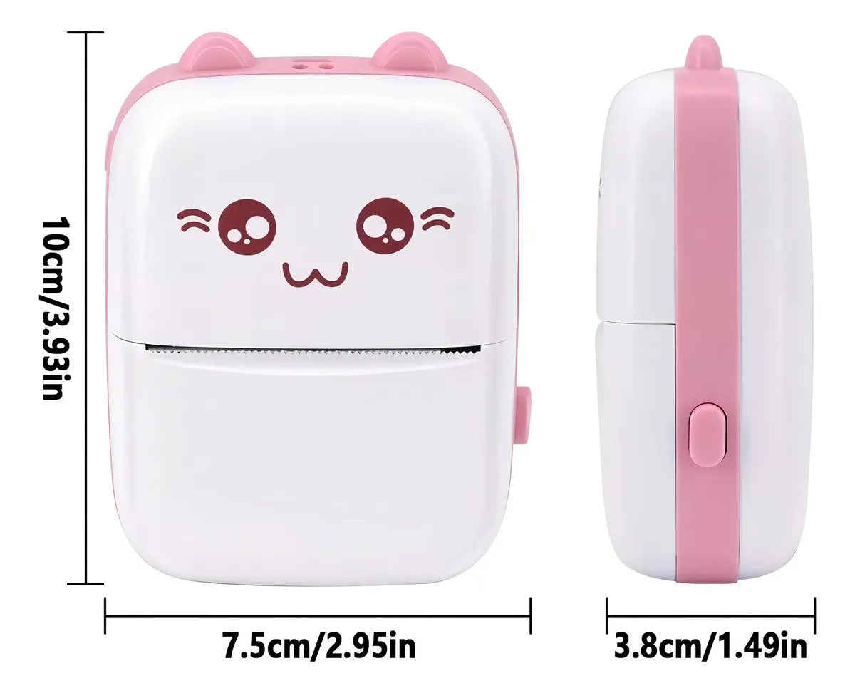 IMPRESORA PORTATIL DE GATITO + 10 ROLLOS