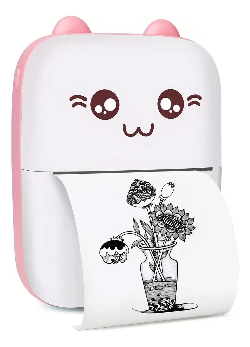 IMPRESORA PORTATIL DE GATITO + 10 ROLLOS
